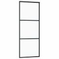 vidaXL Posuvné dvere s kovaním čierne 76x205 cm ESG sklo
