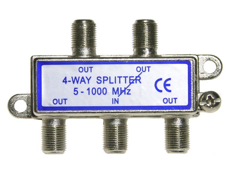 Anténny rozbočovač RO113 4x F - (5-1000MHz), útlm 8 dB, 1 vetva prechádzajúca DC