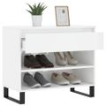 vidaXL Botník lesklý biely 70x36x60 cm spracované drevo