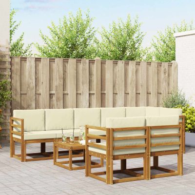 vidaXL Záhradná súprava gaučov s vankúšom 9 pcs Prírodná a krémová