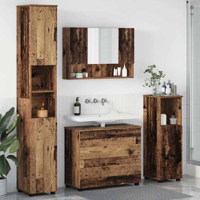 vidaXL Sada kúpeľňového nábytku 4 ks Staré drevo 35 x 30 x 192 cm
