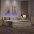 vidaXL LED úložná posteľ s matracom Krémová 180 x 200 cm Látka