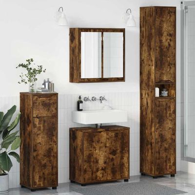 vidaXL Sada kúpeľňového nábytku 4 pcs Dymová dub Kompozitné drevo