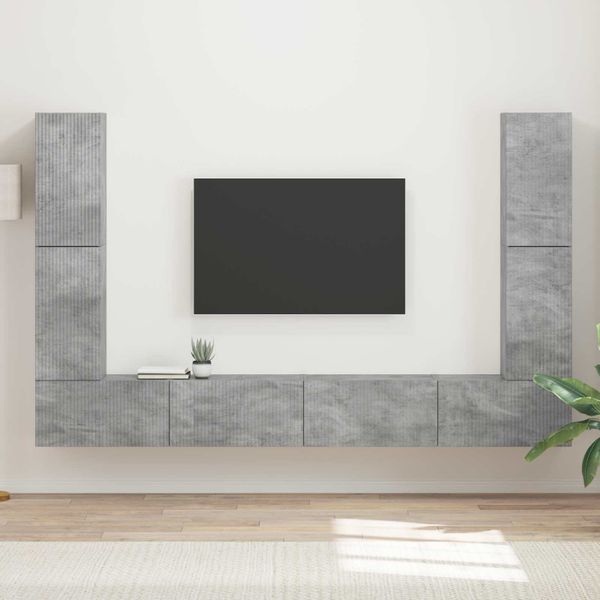 vidaXL Zostava TV skriniek 8 pcs Betónová šedá Kompozitné drevo