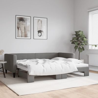 vidaXL Denná posteľ s rozkladacou posteľou tmavosivá 100x190 cm látka