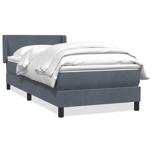 vidaXL Posteľný rám boxspring s matracom tmavosivý 90x220 cm zamat