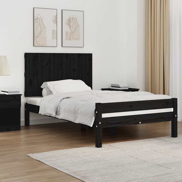 vidaXL Nástenné čelo postele čierne 108x3x60 cm masívna borovica