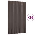 vidaXL Strešné panely 36 ks pozinkovaná oceľ hnedé 60x36 cm