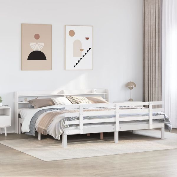 vidaXL Posteľný rám s čelom bez matraca biely 180x200 cm