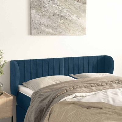 vidaXL Čelo postele so záhybmi tmavomodrá 147x23x78/88 cm zamat