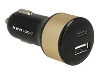 Napájací adaptér do auta - 3 A (USB, 24 pin USB-C) - čierna