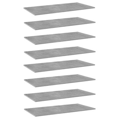 vidaXL Prídavné police 8 ks, betónovo sivé 80x20x1,5 cm, drevotrieska