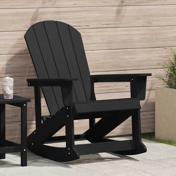 vidaXL Adirondack hojdačka Čierna 92 x 73,5 x 92 cm HDPE