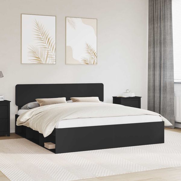 vidaXL Rám postele Čierna 200 x 200 cm Masívne borovicové drevo