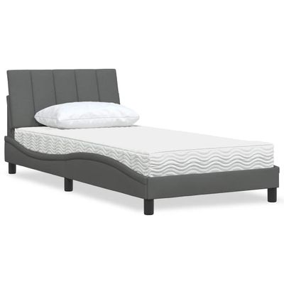 vidaXL Posteľ s matracom Hanko tmavosivá 100x200 cm látka