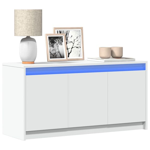 vidaXL TV stolík s LED biely 100x34x50 cm kompozitné drevo
