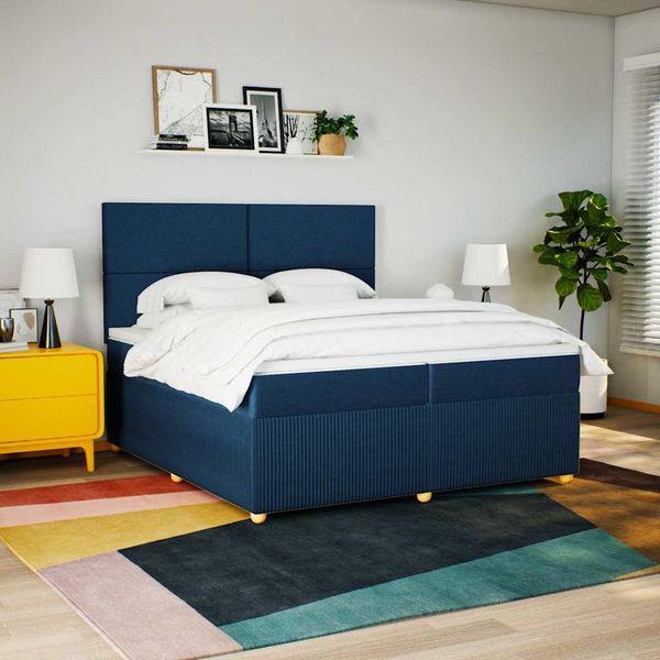vidaXL Boxspring posteľ s matracom modrá 200x200 cm látka