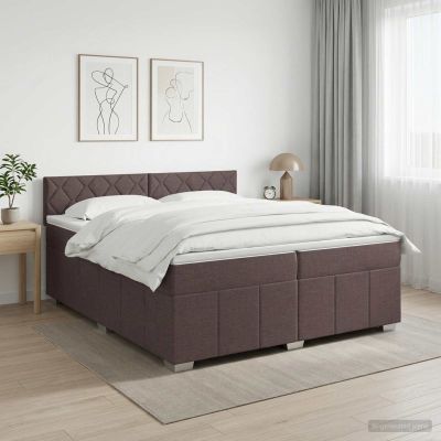 vidaXL Posteľ boxspring s matracom Tmavohnedá 200 x 200 cm Látka