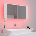 vidaXL LED kúpeľňová zrkadlová skrinka biela 90x12x45 cm akryl