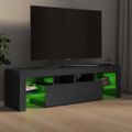 vidaXL TV skrinka s LED svetlami, lesklá sivá 140x36,5x40 cm