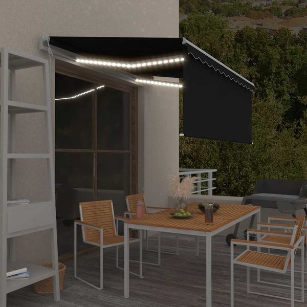vidaXL Automatická markíza tienidlo&LED&senzor vetra antracitová