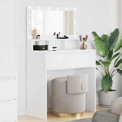 vidaXL Toaletné stolíky do spálne so zásuvkou Biela 80 x 39,6 x 135 cm