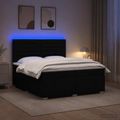 vidaXL LED boxspring posteľ s matracom Čierna 200 x 200 cm Látka