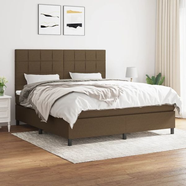 vidaXL Boxspring posteľ s matracom tmavohnedá 180x200 cm látka