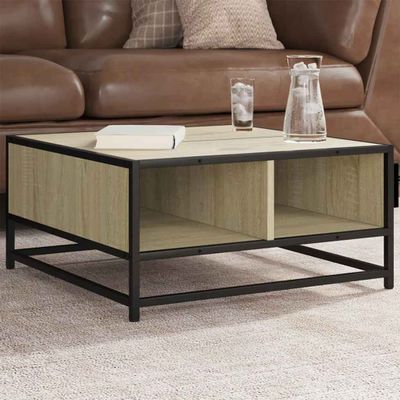 vidaXL Konferenčný stolík sonoma 60,5x60,5x30 cm kompozit. drevo a kov