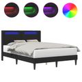 vidaXL Rám postele s LED pásikmi Čierna 120 x 200 cm Umelá koža