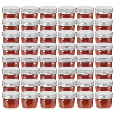 vidaXL Sklenené zaváracie poháre so striebornými viečkami 48 ks 110 ml