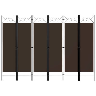 vidaXL Paraván so 6 panelmi, hnedý 240x180 cm