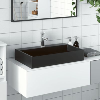 vidaXL Umývadlo minerálny/mramorový odliatok 60x38x11cm matné čierne