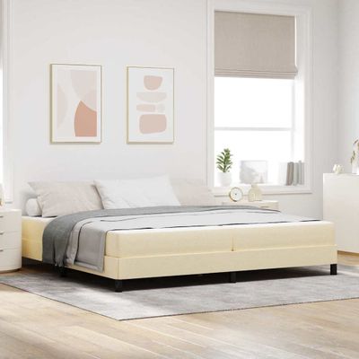 vidaXL Posteľ s pružinovým rámom Krémová 200 x 200 cm látka