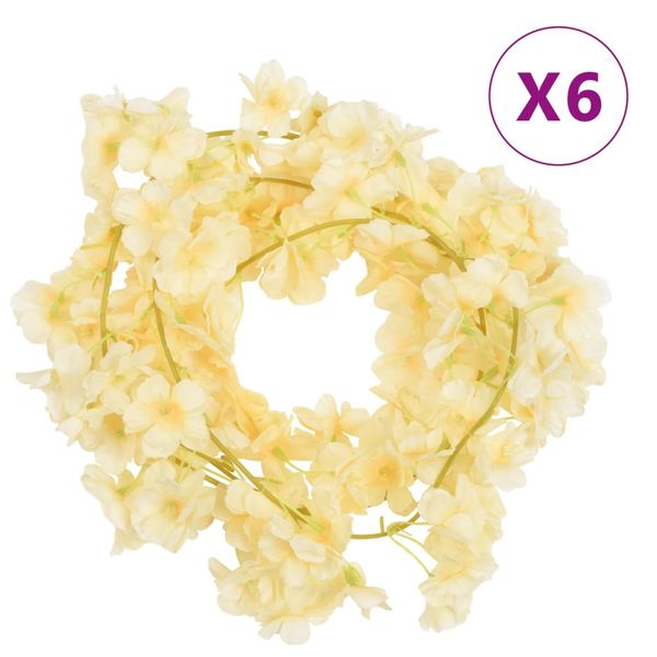 vidaXL Kvetinové girlandy 6 ks, farba šampanského 180 cm