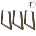 vidaXL Nohy k jedálenskému stolu v tvare V, 3 ks, prírodná oceľ, 90 x (72-73,3) cm, oceľ