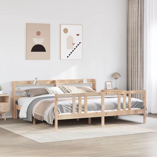 vidaXL Posteľný rám s čelom 180x200 cm borovicový masív