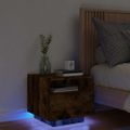 vidaXL Nočný stolík s LED svetlami dymový dub 40x39x37 cm