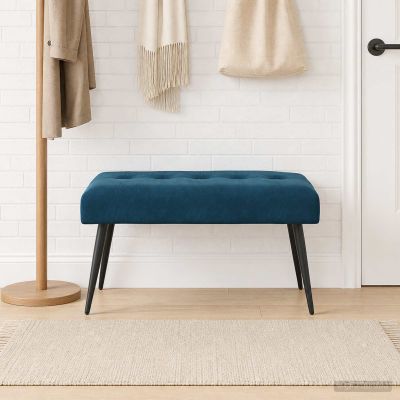 vidaXL Lavica s gombíkovým prešívaním Modrá 80 x 40 x 46 cm Zamat