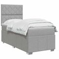 vidaXL LED boxspring posteľ s matracom Svetlosivá 100 x 200 cm Látka