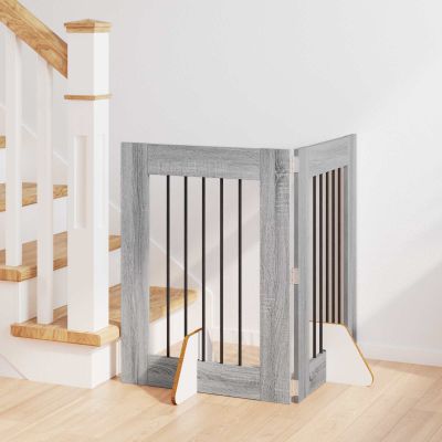 vidaXL Brána pre psov so stojanmi 2 pcs Sivá sonoma 60 x 80 cm