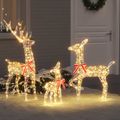 vidaXL Rodina sobov 3 ks 300 LED Teplá biela 67 x 26 x 127 cm PET