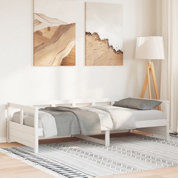 vidaXL Denná posteľ s matracom biela 90x200 cm masívna borovica