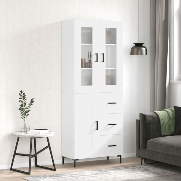 vidaXL Vysoká skrinka lesklá biela 69,5x34x180 cm spracované drevo
