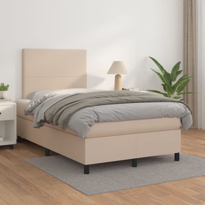 vidaXL Boxspring posteľ s matracom kapučínová 120x200 cm umelá koža