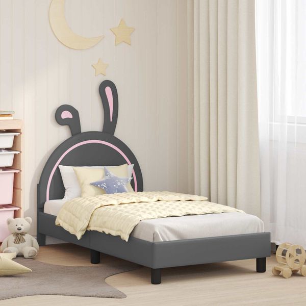 vidaXL Detský rám na posteľ s čelom Svetlosivá 80 x 160 cm PU