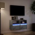 vidaXL TV nástenné skrinky s LED svetlami 2 ks betón. sivé 41x31x45 cm