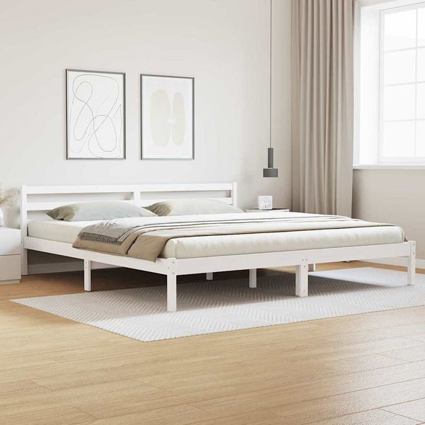 vidaXL Rám postele s čelnou doskou Biela 215,5 x 185,5 x 69,5 cm