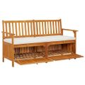 vidaXL Úložná lavica s vankúšom 148 cm masívne akáciové drevo