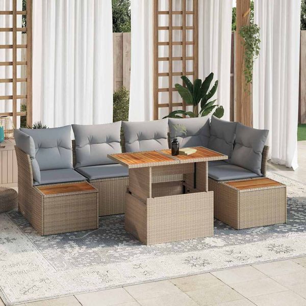vidaXL Súprava záhradných pohoviek 10 pcs Béžová Poly ratan